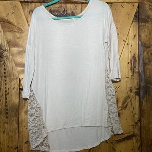 Celeste supersoft cream top with lace accent